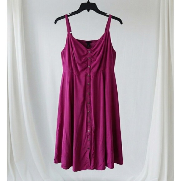 torrid Dresses & Skirts - Torrid Button Front Midi Dress 3 Fuchsia Magenta Purple Smocked Back Pockets